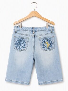 Vintage Y2K Grails Baby Phat Girlz Embroidered Denim Bermuda Shorts 6X Mcbling